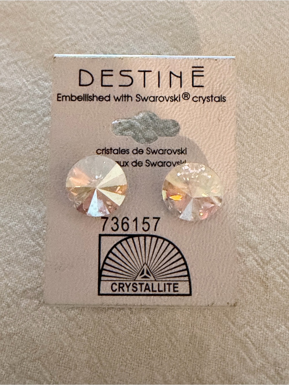 NWT DESTINE Crystal Stud Earrings Iridescent White - Embellished with Swarovski®